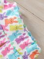 SHEIN 3pcs/Set Baby Girls' Casual Cute Rabbit Pattern Printed Outfits With Headband, Perfect For Easter