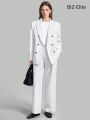 SHEIN BIZwear Peak Lapel Striped Suit Jacket And Pants Set