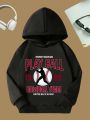 Tween Boy Figure & Slogan Graphic Hoodie