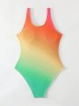 SHEIN Swim Vcay Gradient Round Neck Sleeveless One-Piece Swimsuit