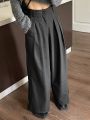 FRIFUL Women's High Waist Pleated Wide Leg Pants