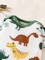 Baby Boy Dinosaur Print Contrast Binding Bodysuit