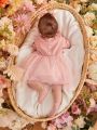 SHEIN Baby Girl'S Gorgeous And Romantic Fashionable Net Yarn Dress With Big Bow