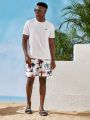 Manfinity Men Palm Tree & Letter Graphic Swim Trunks