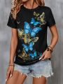 Butterfly Pattern Crop T-Shirt