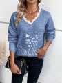 Women's Butterfly Embroidered Lace Sweater