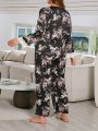 Women's Plus Size Floral Print & Lace Trimmed Pajama Set