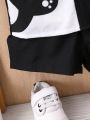 Baby Boy Panda Print Patched Pocket Shirt & Shorts Without Tee