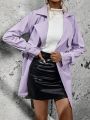 SHEIN Frenchy Lapel Neck Open Front Trench Coat