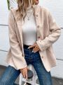 SHEIN Frenchy Solid Color Hooded Furry Coat