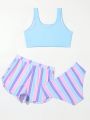 Toddler Girls' Three-piece Separated Swimsuit Set, Sporty Style