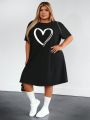 SHEIN CURVE+ Plus Size Heart Print Sleepwear Dress