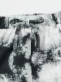 SHEIN Kids EVRYDAY Girls Bow Detail Tie Dye Dolphin Shorts