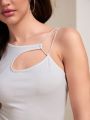 Anewsta White Tank Top With Strap Decoration