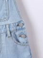 Boys' Cute Outdoor Simple Light Washed Denim Overalls Shorts, Summer