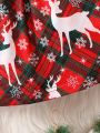 Baby Girl Christmas Elk & Plaid Belted Dress