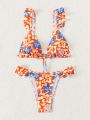 SHEIN Swim Mod Floral Print Two-Piece Swimwear