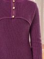 SHEIN Tween Girl 1pc Button Front Sweater Dress