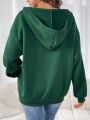 Women's Heart Print Green V-neck Sweatshirt