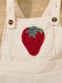 Baby Girl's Spring Summer Casual Strawberry Embroidered Overalls Shorts