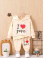 Baby Boys' Heart Print Hooded Sweatshirt And Pants Set