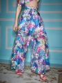 Alice McCall Floral Print Ruffle Trim Wide Leg Pants