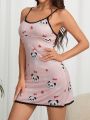 Women's Panda Print Spaghetti Strap Nightgown