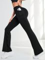 Yoga Basic High Waisted Flared Leg Athletic Pants With Side Pockets