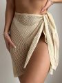 SHEIN Swim BohoFeel Women's Hollow Out Knit Beach Cover Up Skirt