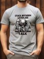 Men'S Plus Size Skeleton & Slogan Printed Short Sleeve T-Shirt