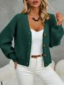 SHEIN Frenchy Drop Shoulder Button Front Cardigan