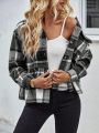 SHEIN Essnce Women's Plaid Frill Hem Outer Jacket