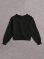 SHEIN Kids EVRYDAY Girls Crossover Hem Fuzzy Sweater