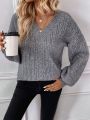 SHEIN Essnce Cable Knit Drop Shoulder Sweater