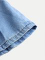 SHEIN Girls' (Little) Cute Pleated Denim Skirt, Washed, Casual And Fashionable