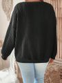 SHEIN LUNE Women's Plus Size Solid Color Round Neck Loose Fit Sweatshirt