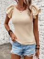 SHEIN Clasi Solid Butterfly Sleeve Tee