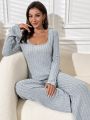 Square Neck Flounce Sleeve Lounge Set