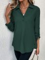 Roll Tab Sleeve Blouse