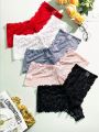 Plus Size 5pcs Transparent Lace Panties