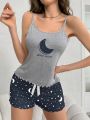 Women's Moon Print Pajama Set