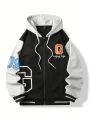 Manfinity Hypemode Men Letter Graphic Colorblock Drawstring Hoodie