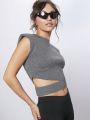 Luxe Shoulder Pad Cut Out Knit Top