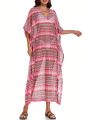 SHEIN Swim BohoFeel Women's Bohemian Style Pattern Printed Long Shawl Cape