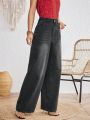 SHEIN VCAY Women'S Wide Leg Denim Pants