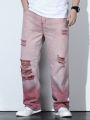 Men Plus Ombre Ripped Straight Leg Jeans