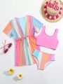 Little Girls' 3pcs Split Bikini Set