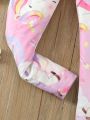 Little Girls' Cartoon Unicorn Print Elastic Waist Leggings