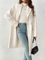 SHEIN Frenchy Women's Woolen Coat With Notched Collar