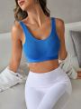 Yoga Basic Solid Ribbed Knit Sports Tank Top